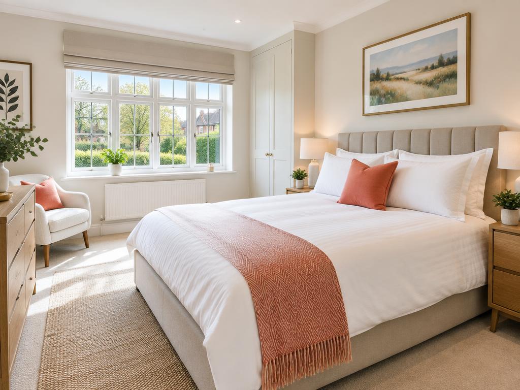 Guest-ready bedroom with crisp linen