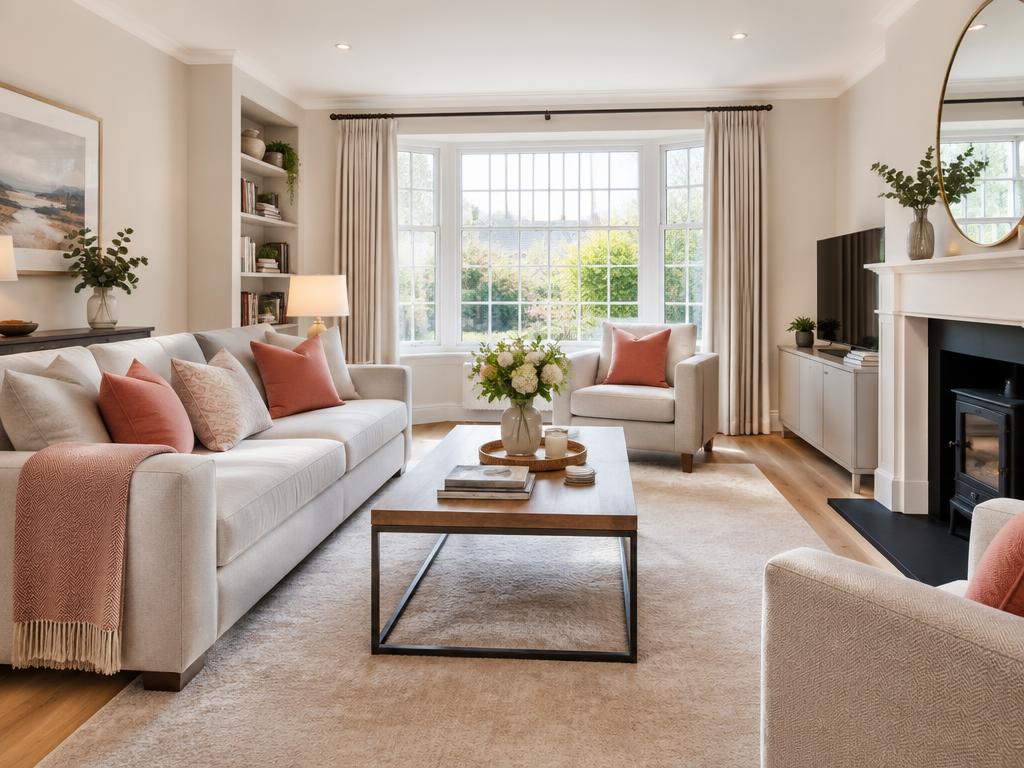 Freshly prepared Surrey short-let living room